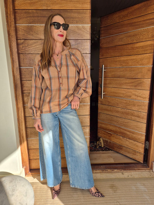 Check Shirt with Ruche detail