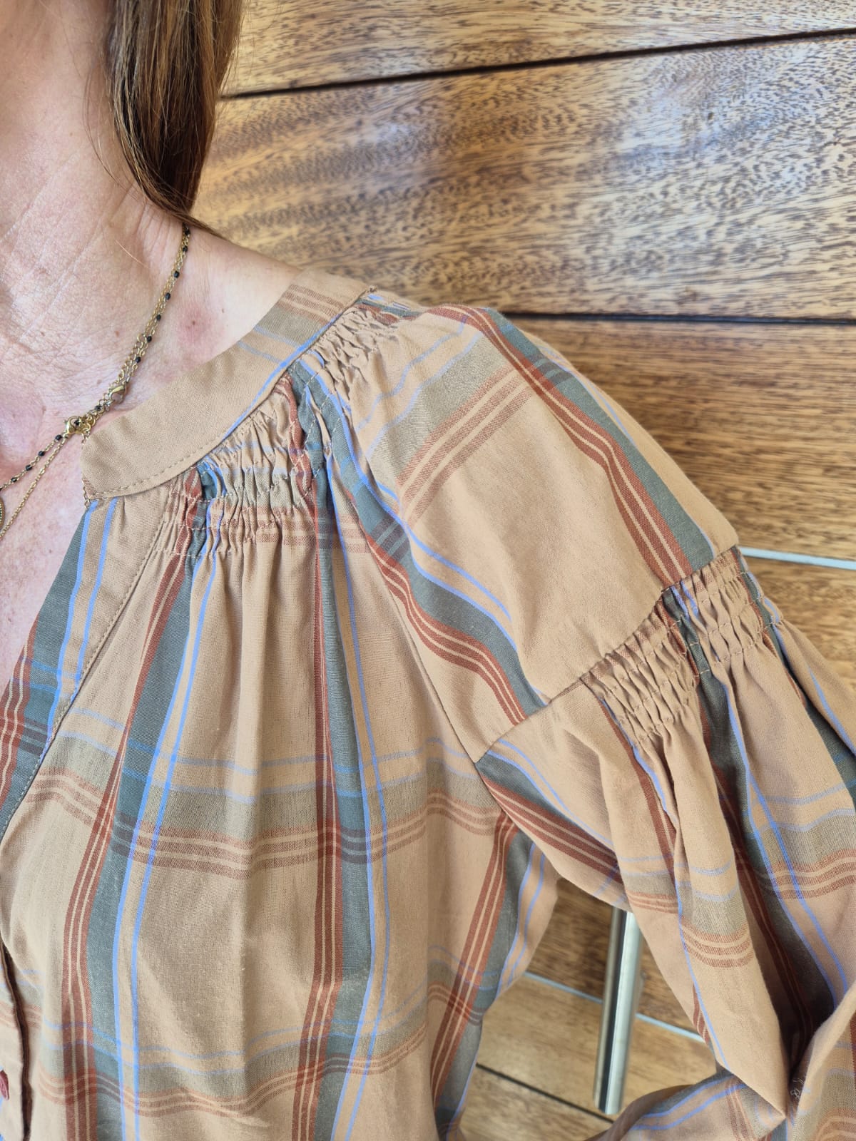 Check Shirt with Ruche detail