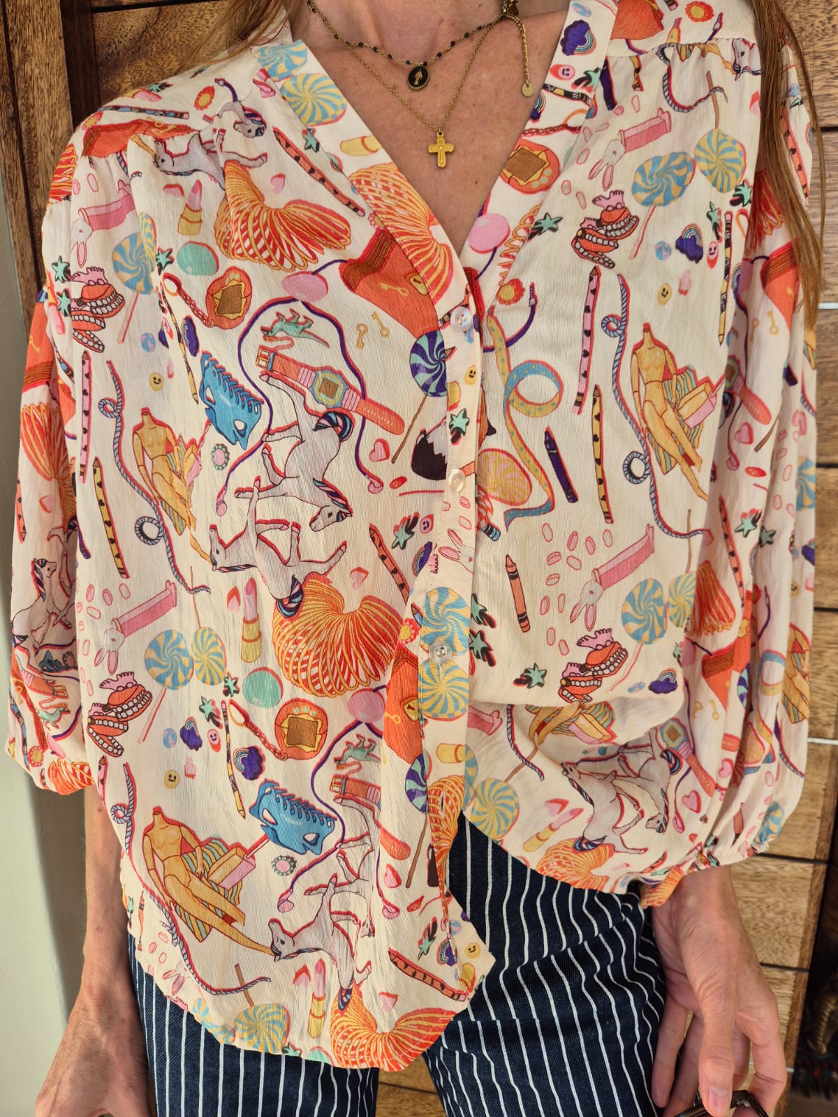 Carnival Printed Oversized Shirt with Elasticated cuffs