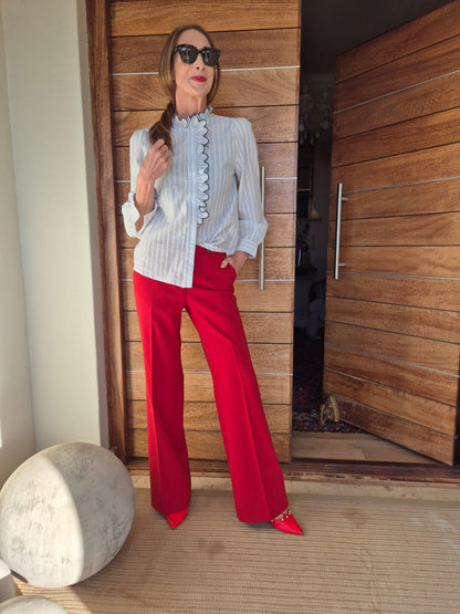 Blue & Cream Striped Blouse