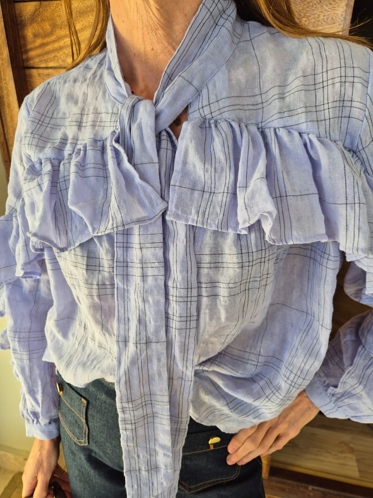 Lilac with Black Pinstripe Blouse