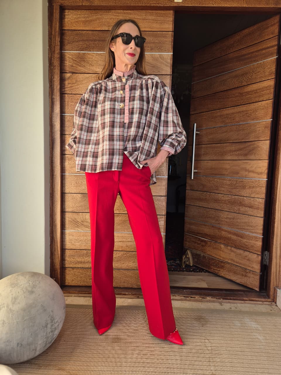 Earthy Shades Check Shirt with Frill detail