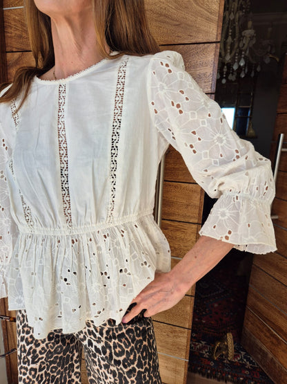 Cream Peplum Blouse