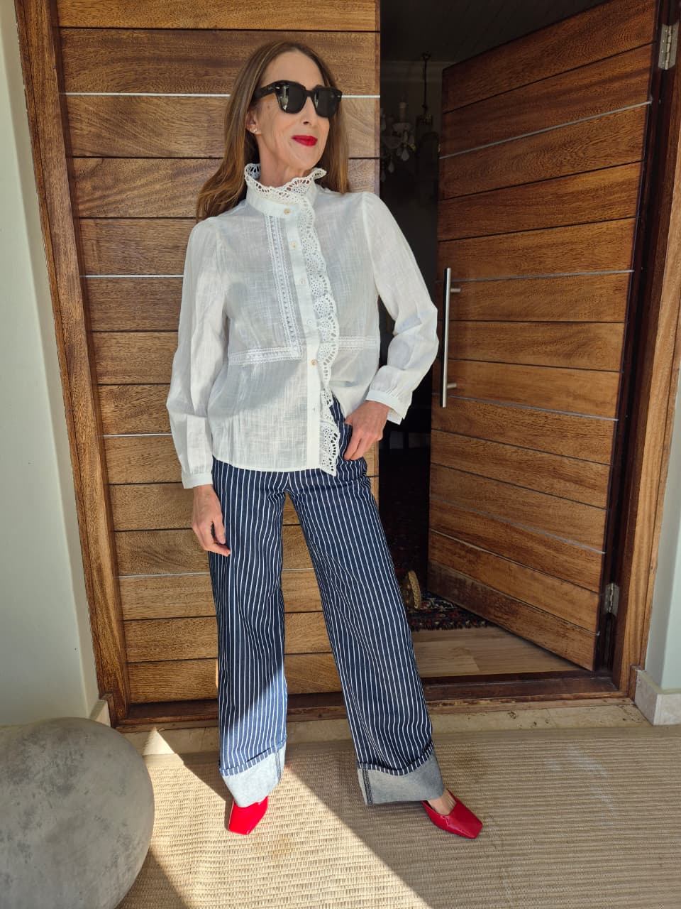 White Blouse with detail around neck & front