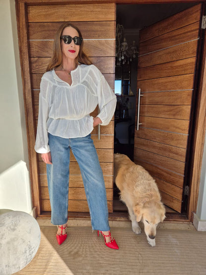 Milk Peplum Bohemian Blouse