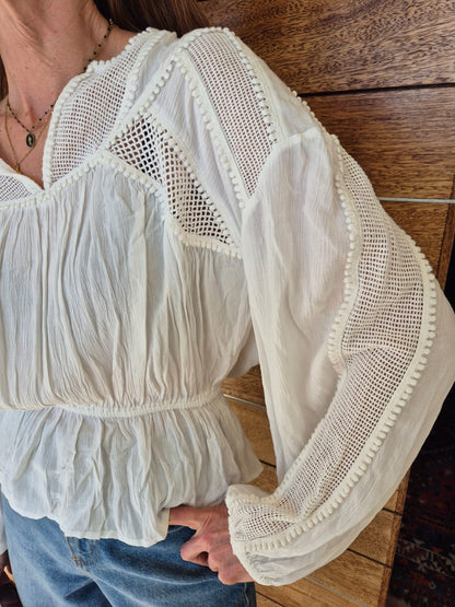Milk Peplum Bohemian Blouse