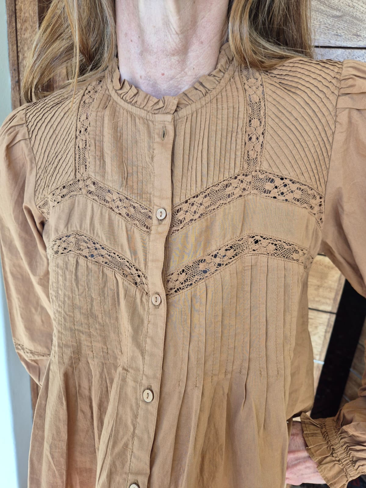Peasant Blouse with Lace & Pleat detail
