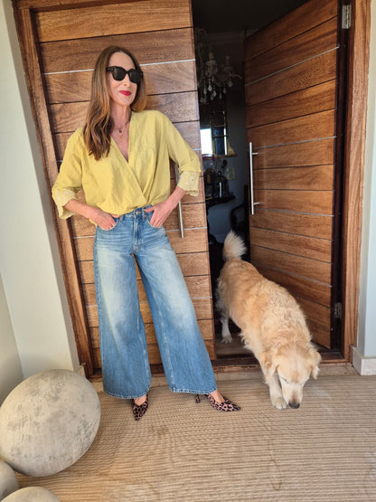 Cross Over Ochre Yellow Blouse
