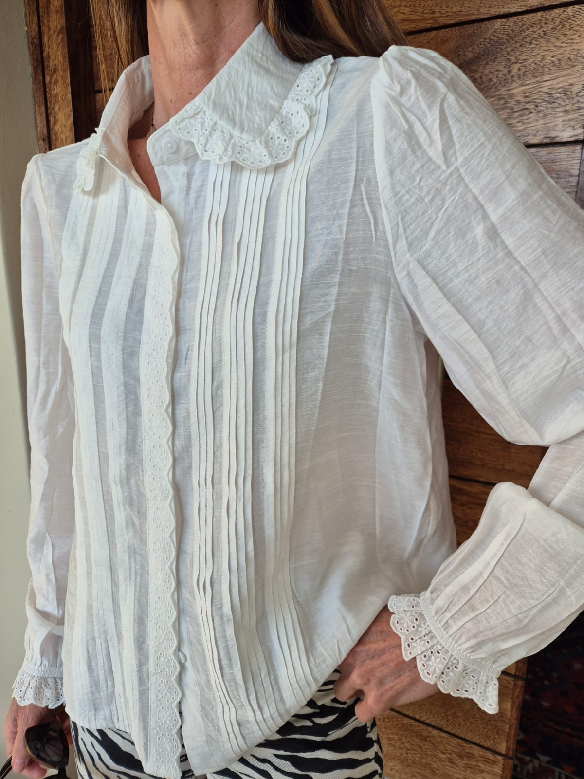 White Blouse with Pintuck detail on Front