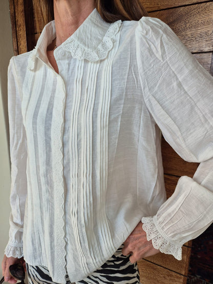 White Blouse with Pintuck detail on Front