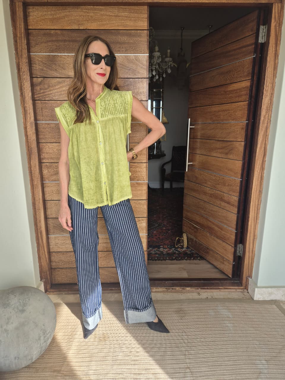 Chartreuse Sheer Blouse