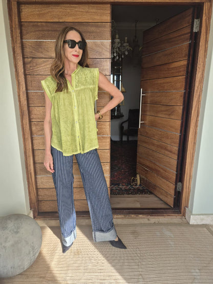 Chartreuse Sheer Blouse