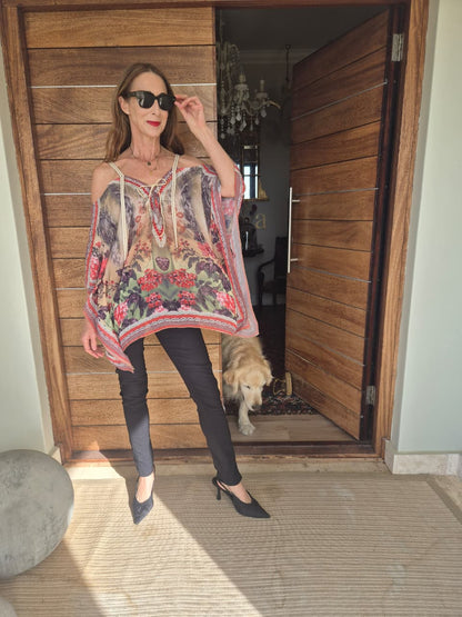 Sheer Chiffon Blouse with Beading