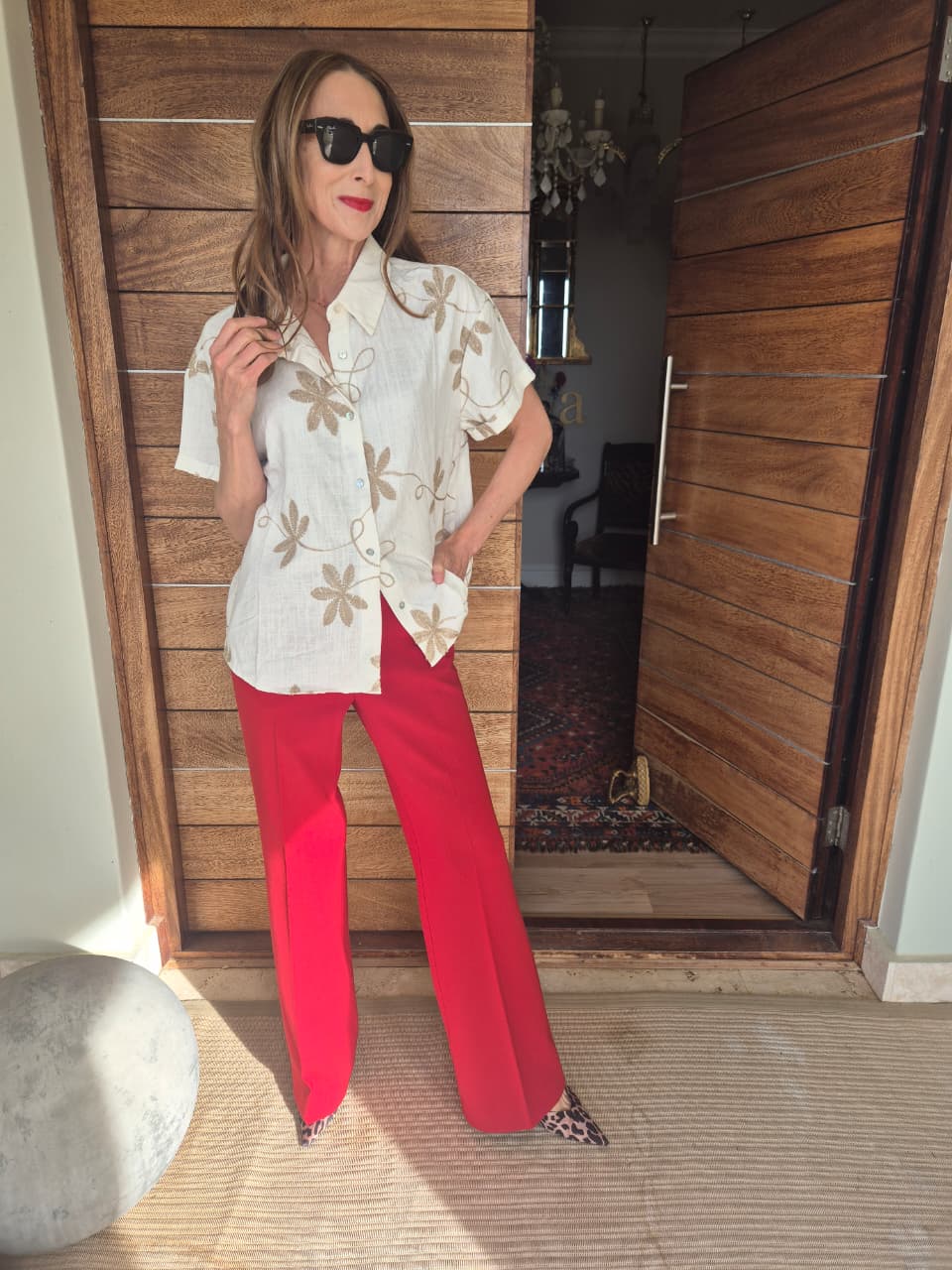 Cream Blouse with Metallic Embroidery detail Front & Back