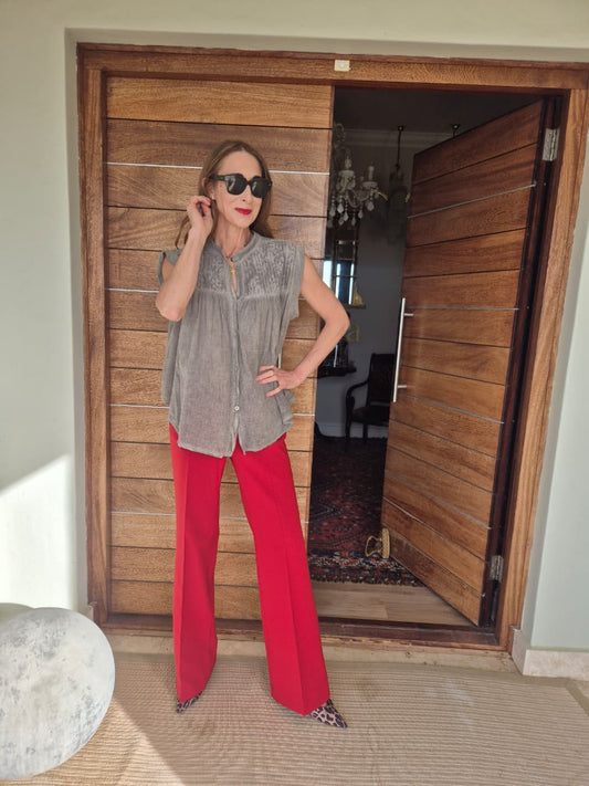 Earthy Shade Sheer Blouse