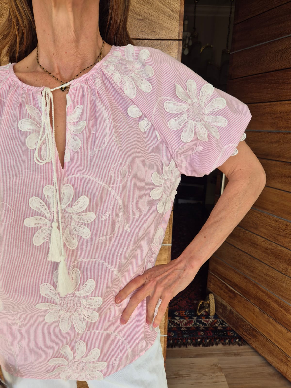 Pink & White Pinstripe Blouse