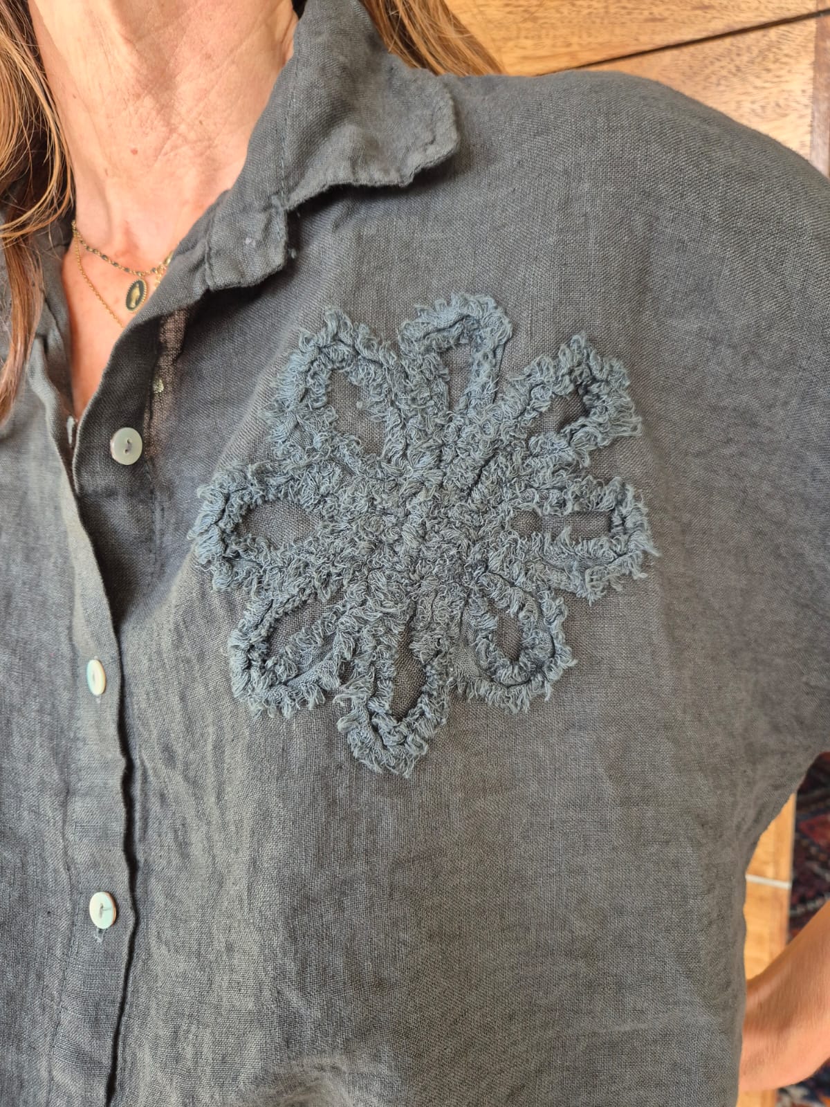 Black Blouse with Mother of Pearl Buttons