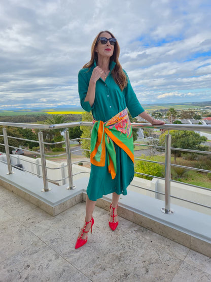 Giselle button through dress with side pockets