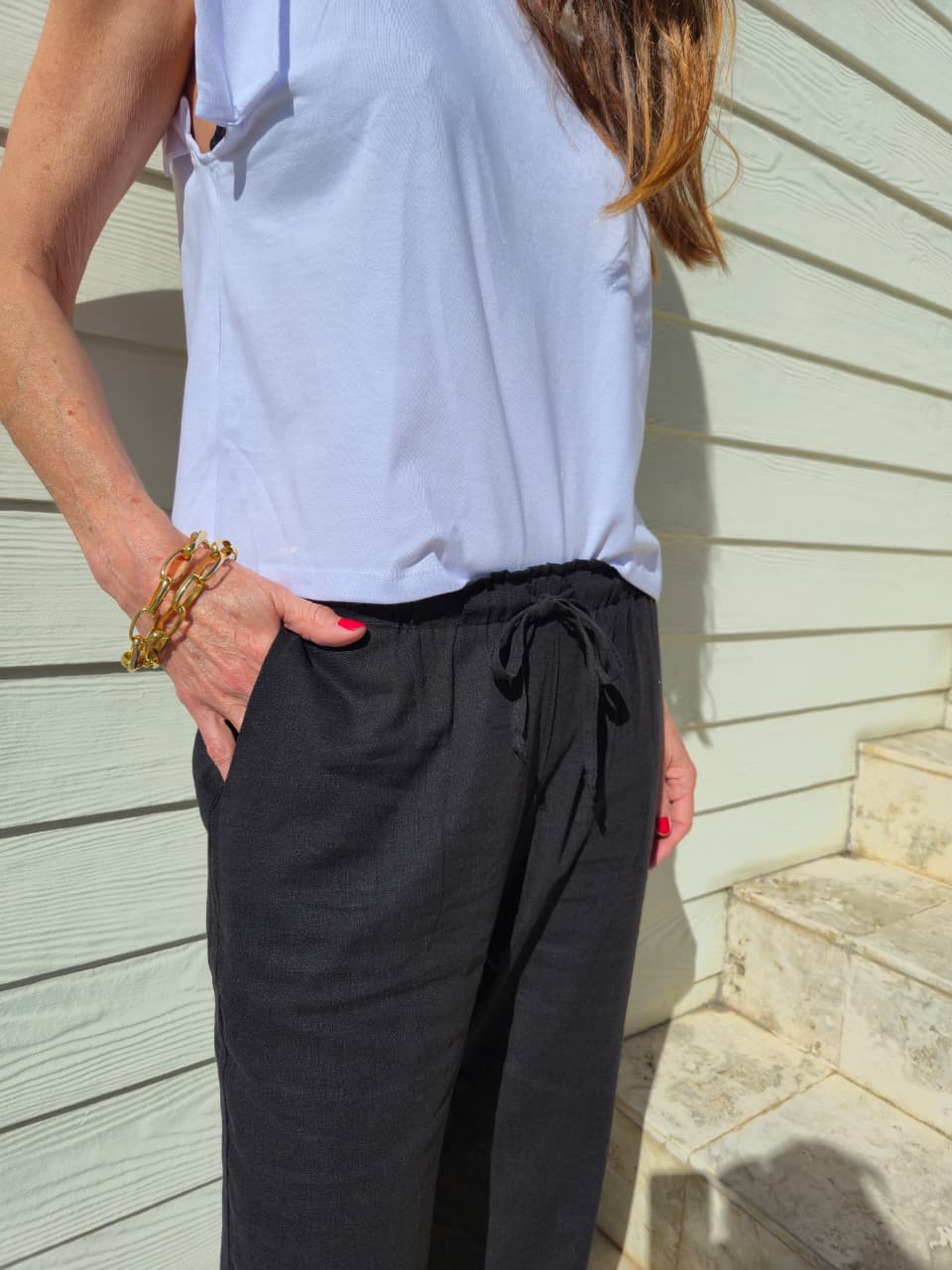Priya classic elasticated pant with draw string and side pockets