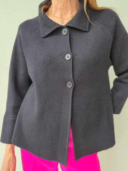 CASHMERE & cotton blend black knit jacket.