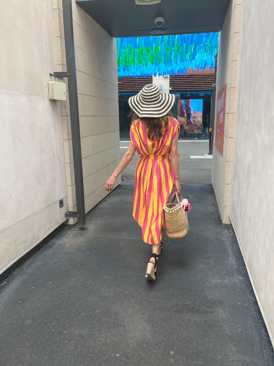 Striped Yellow & Pink Oversized Sleeveless Dress
