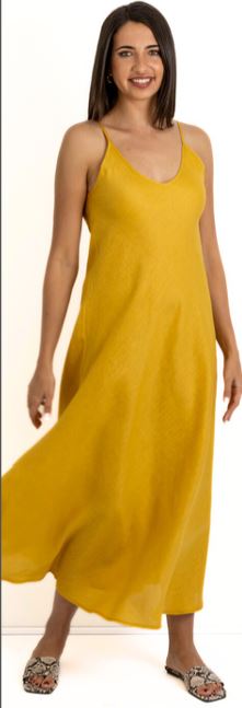 Mykonos Linen Bias cut strappy dress