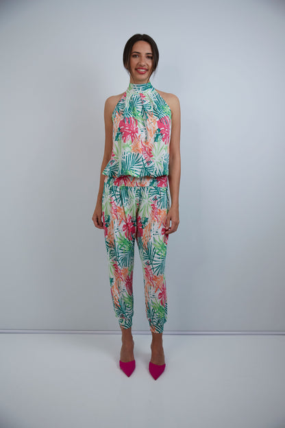 Felicite Halterneck Jumpsuit  - Tropical Tangle