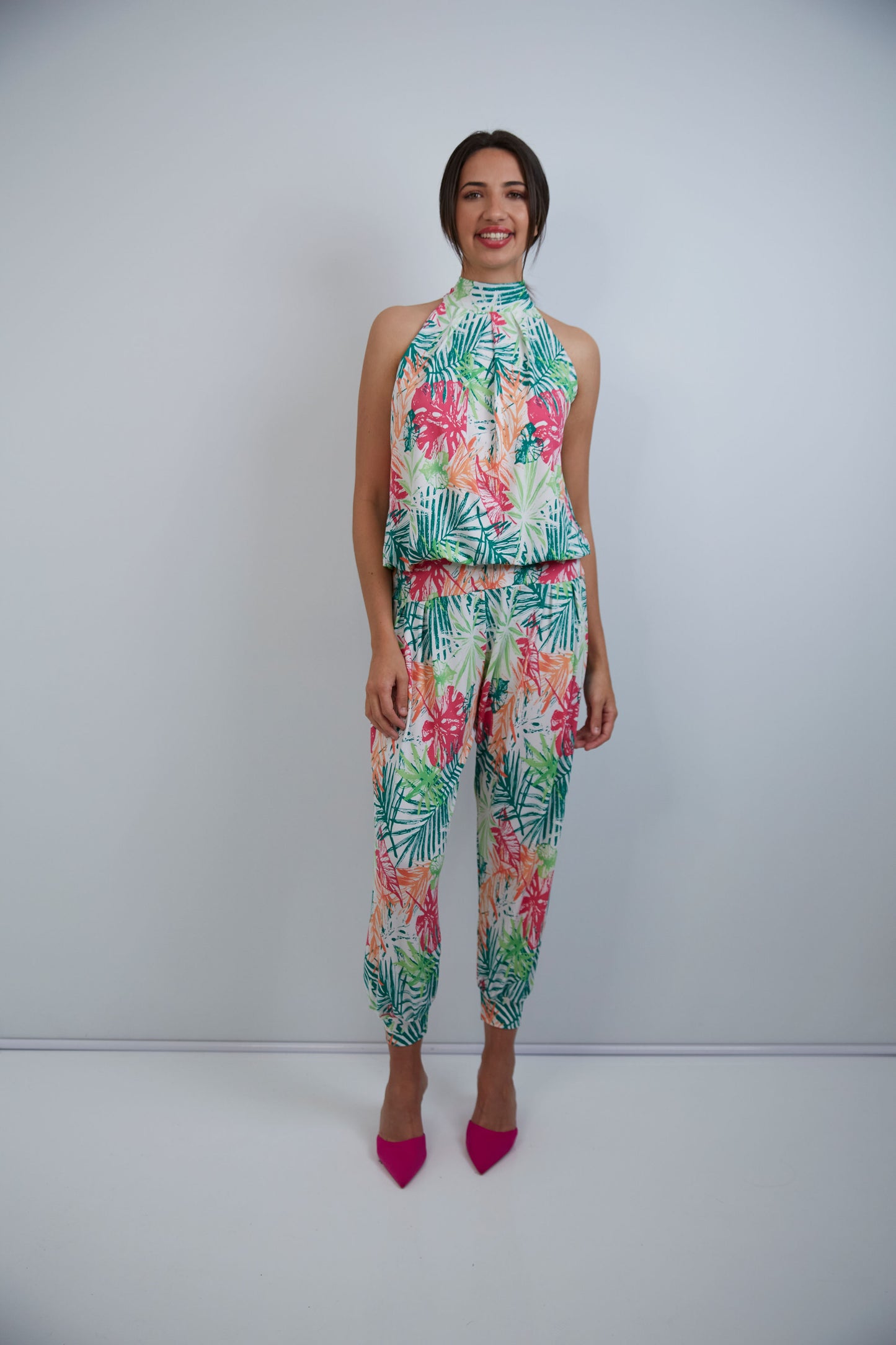 Felicite Halterneck Jumpsuit  - Tropical Tangle