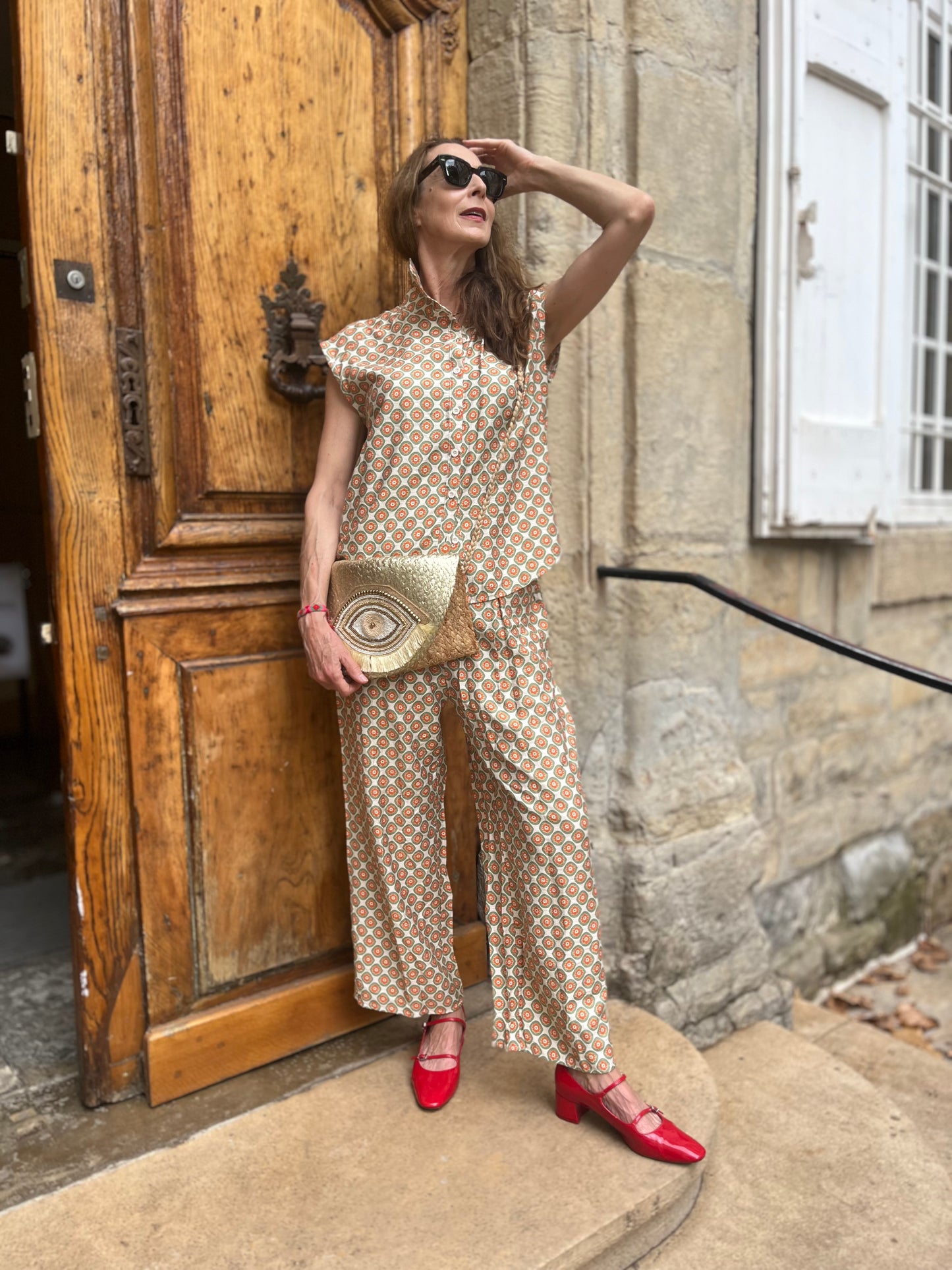 Button Down Shirt & Wide Legged Pant Set