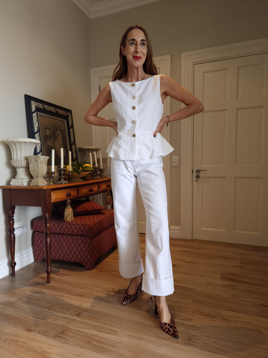 Peplum top with elastic at the back