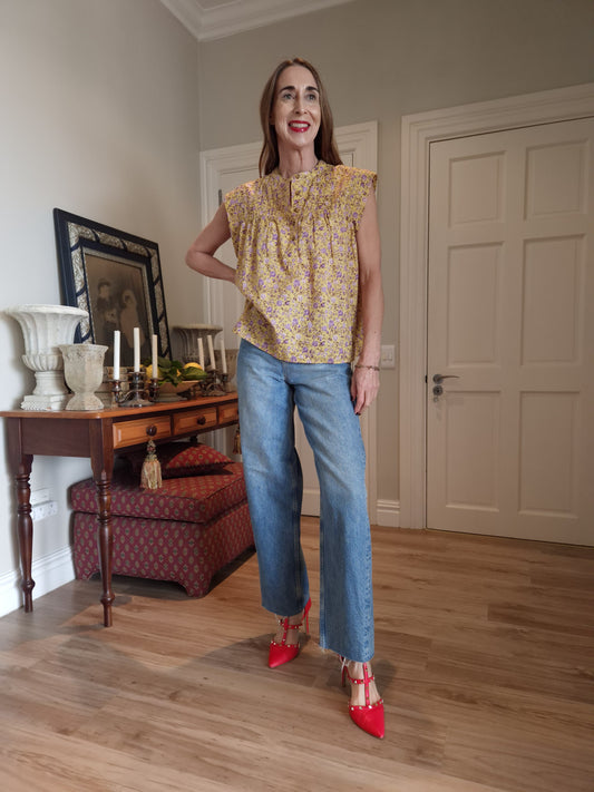 Cotton pintuck detail shirt