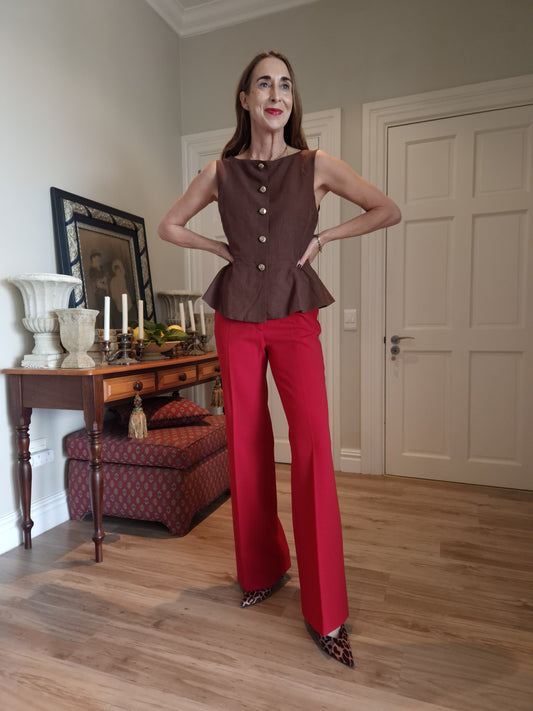 Peplum top with elastic at the back