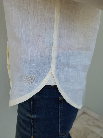 Classic button-down linen shirt - Pale Yellow