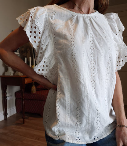 Cotton broderie anglaise sleeveless blouse