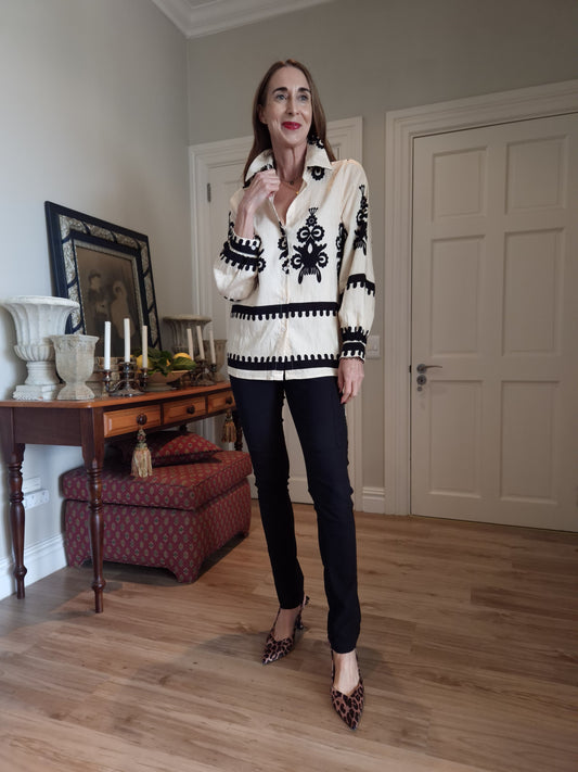 Patterned button down shirt