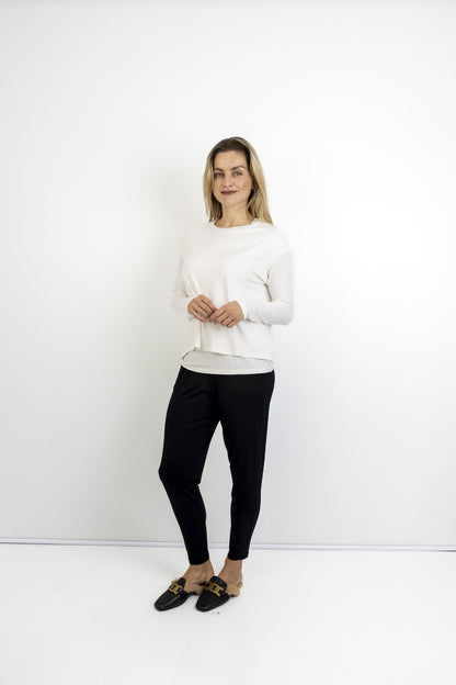 Cathy round neck top with built-in cami