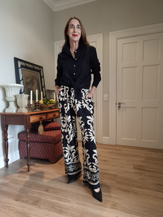 Black & Cream patterned pant