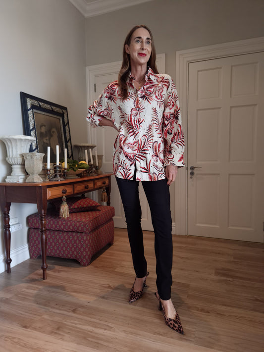 Long sleeve button down anglaise shirt