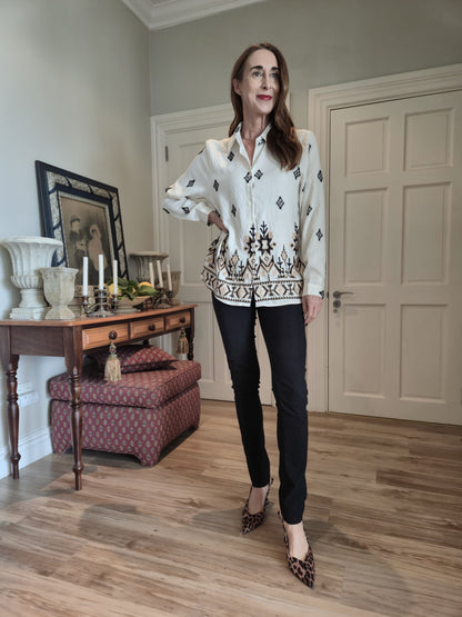 Button down shirt with embroidered detail