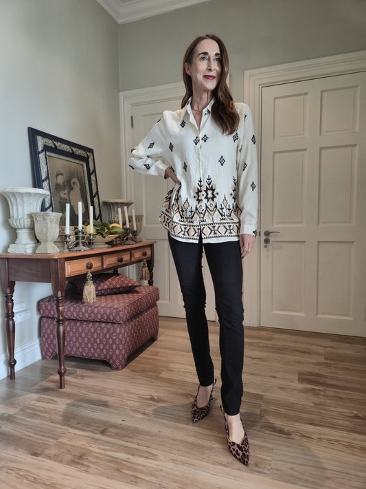 Button down shirt with embroidered detail