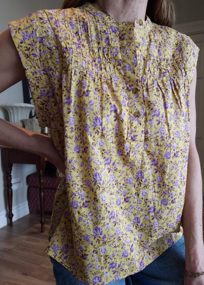 Cotton pintuck detail shirt