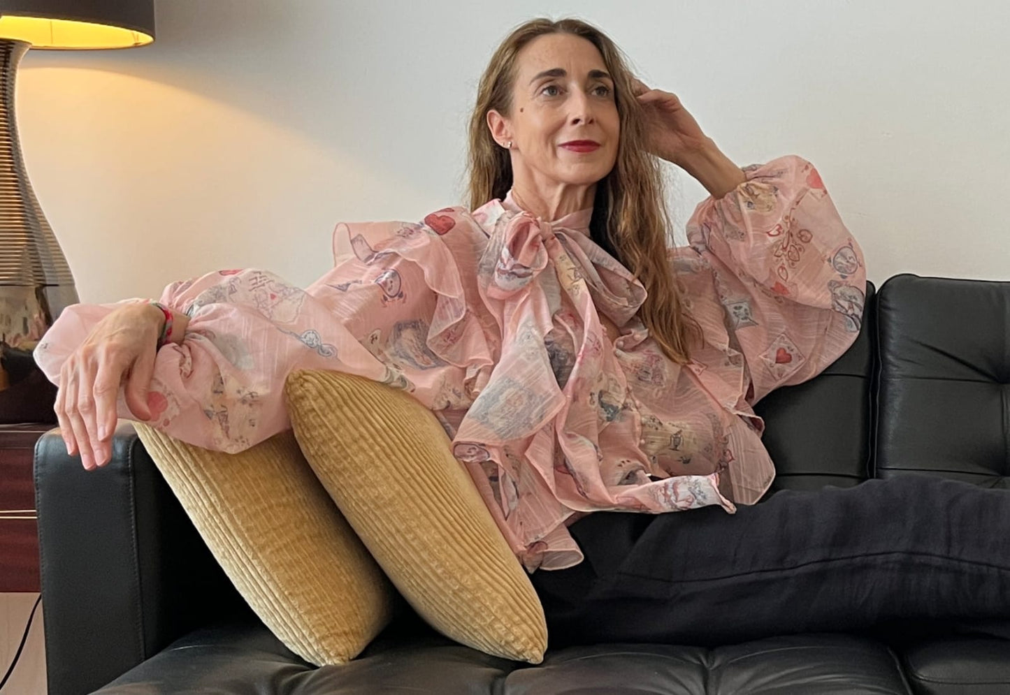 Chiffon Blouse with separate neck tie detail