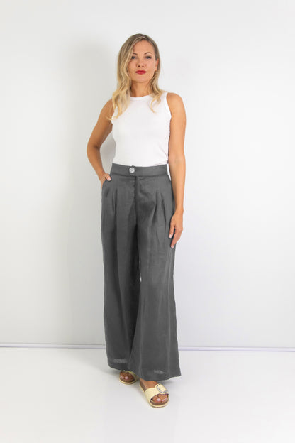 Vera Wide leg pant with waistband and side pockets